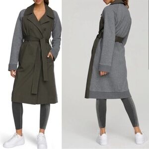 GOOD AMERICAN Gabardine-paneled Stretch-cotton Jersey Trench Coat